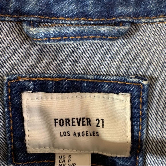 Forever 21 Embroidered Denim Jacket Size Small - Picture 7 of 9